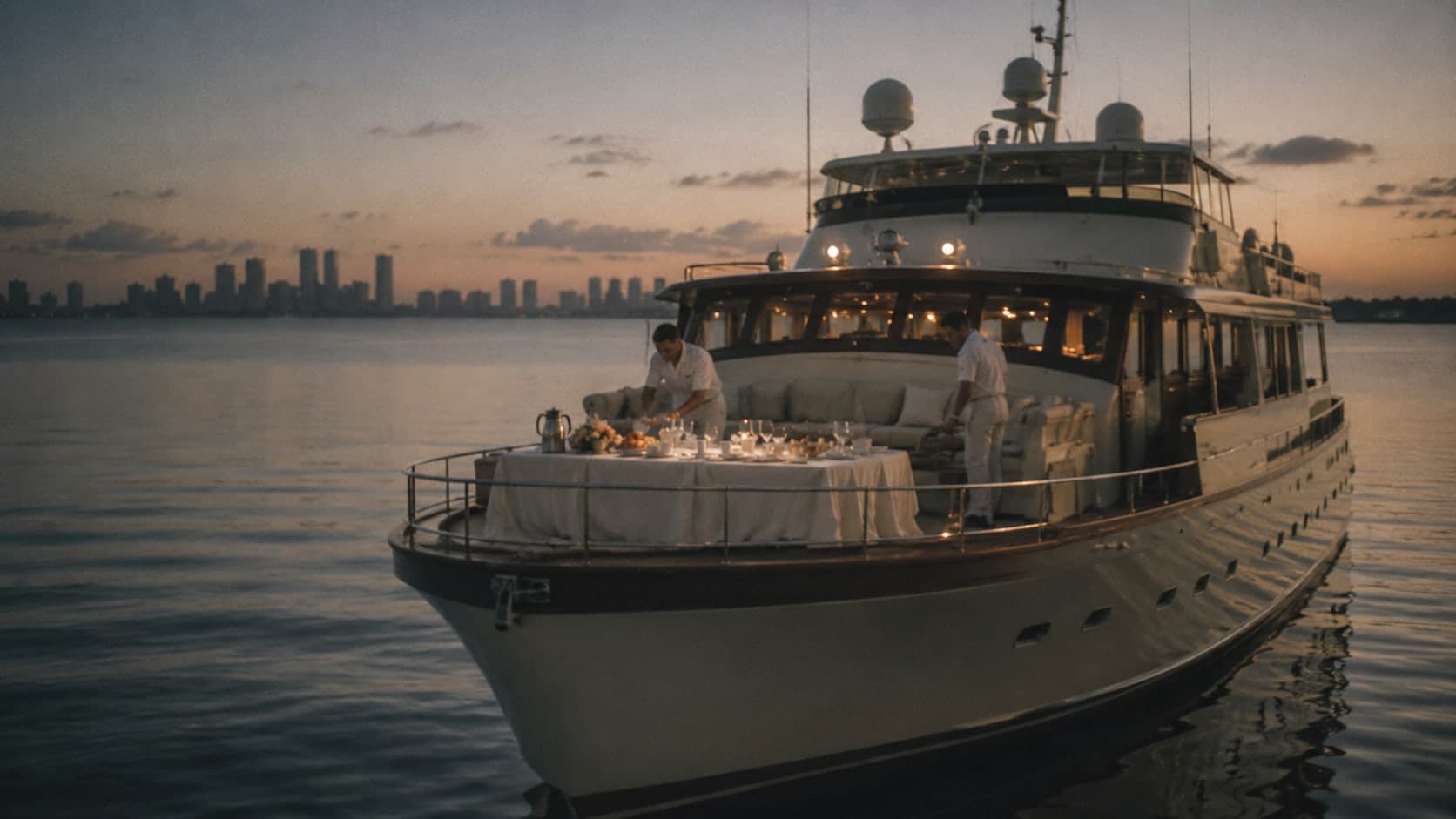 Yate privado al amanecer